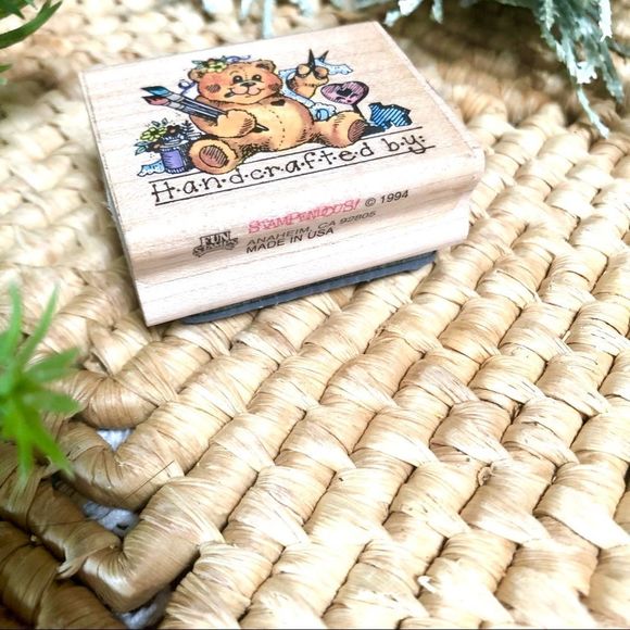 Set of 2 Vintage 1990s Wood Rubber Scrapbook Stamp Handcrafted Teddy Bear - Picture 7 of 16